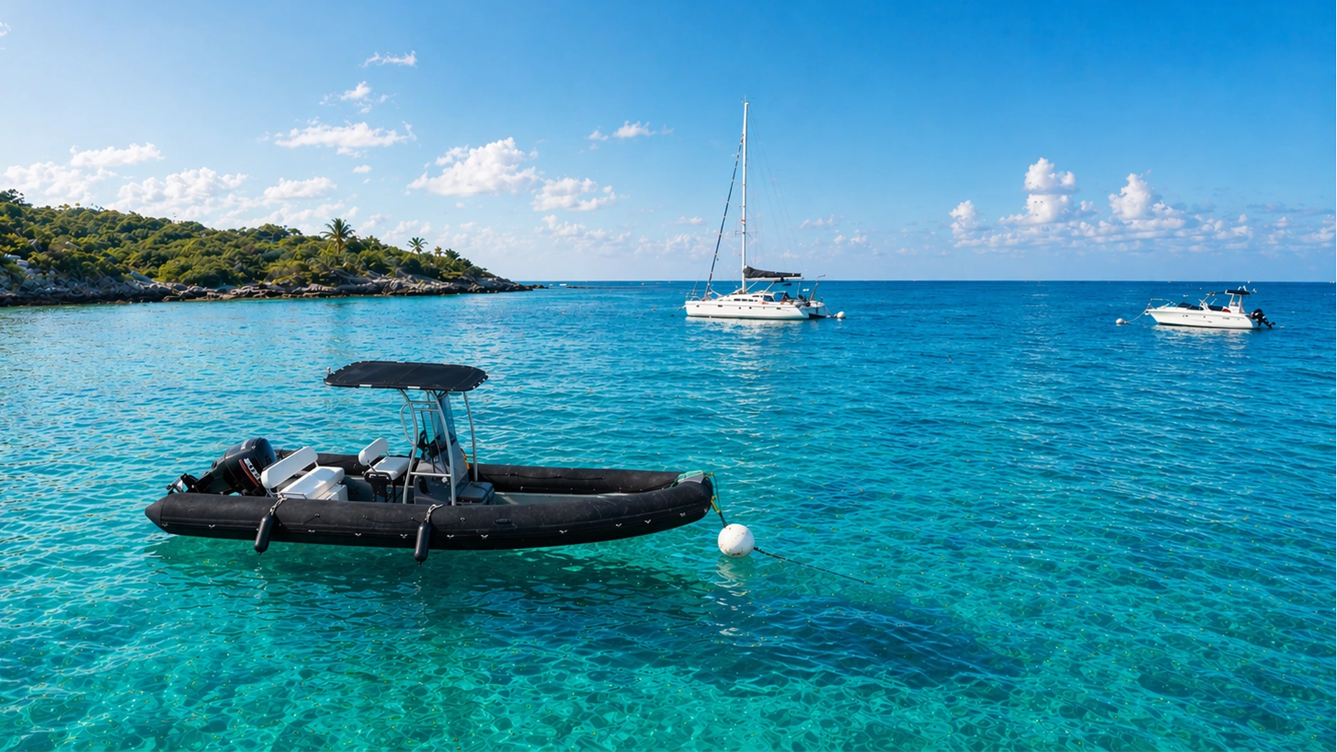 Location de bateau à Saint-François en Guadeloupe avec navigation vers Petite-Terre sur eau turquoise