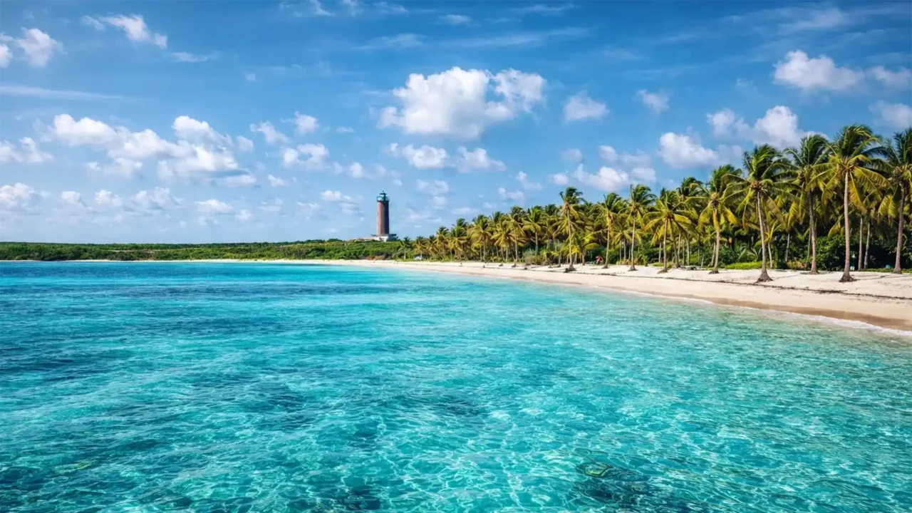 Lagon turquoise et phare de Petite-Terre en Guadeloupe – réserve naturelle préservée