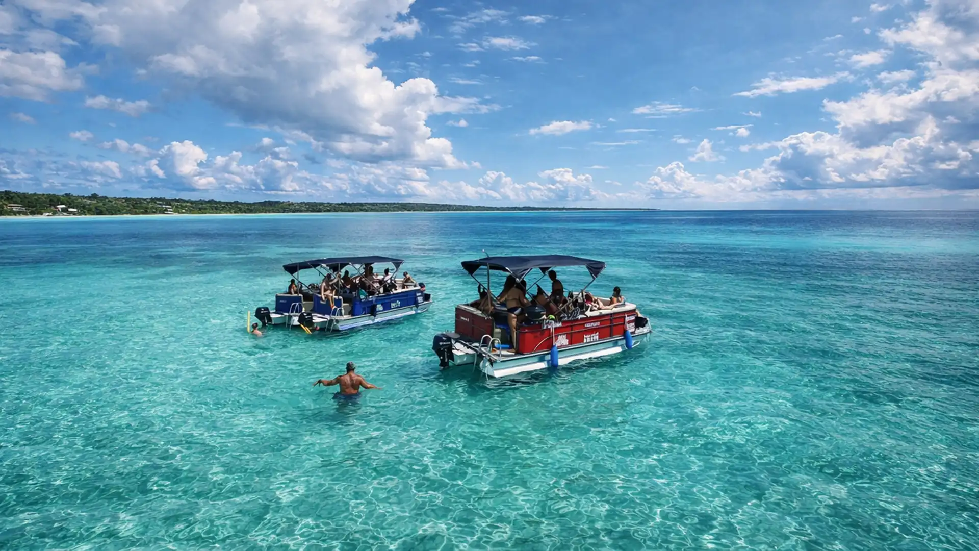 Saloon Boat à Saint-François, bateaux conviviaux sur lagon turquoise en Guadeloupe